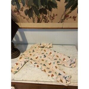 Chickpea Coverall Girls 3-6 Months Beige Christmas Footed One Piece Sleeper